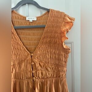 Flutter Sleeve Smocked button midi dress, size Small